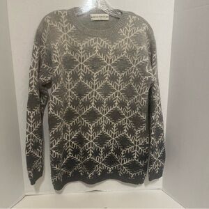 MARISA CHRISTINA Gray Snowflake Holiday Christmas Sweater Lambswool Angora